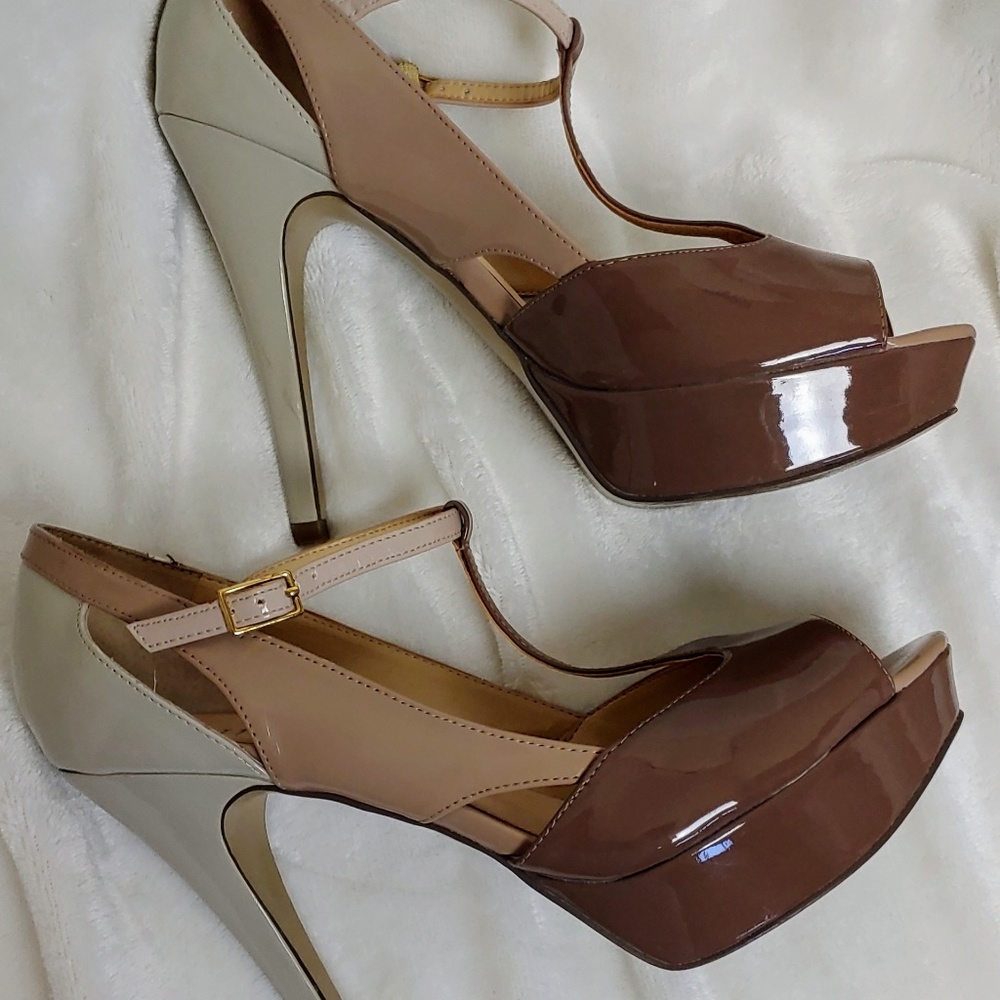 Guess Patent Platform Beige/Nude Heel